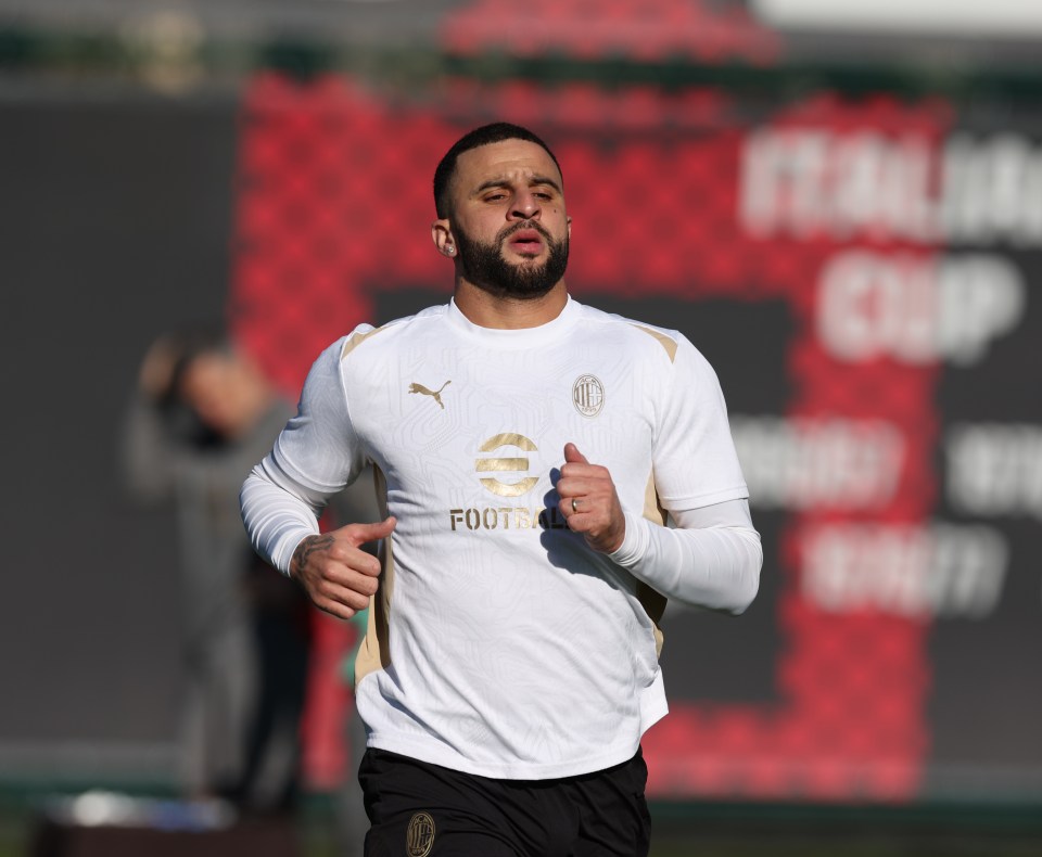 Kyle Andrew Walker of AC Milan during training.