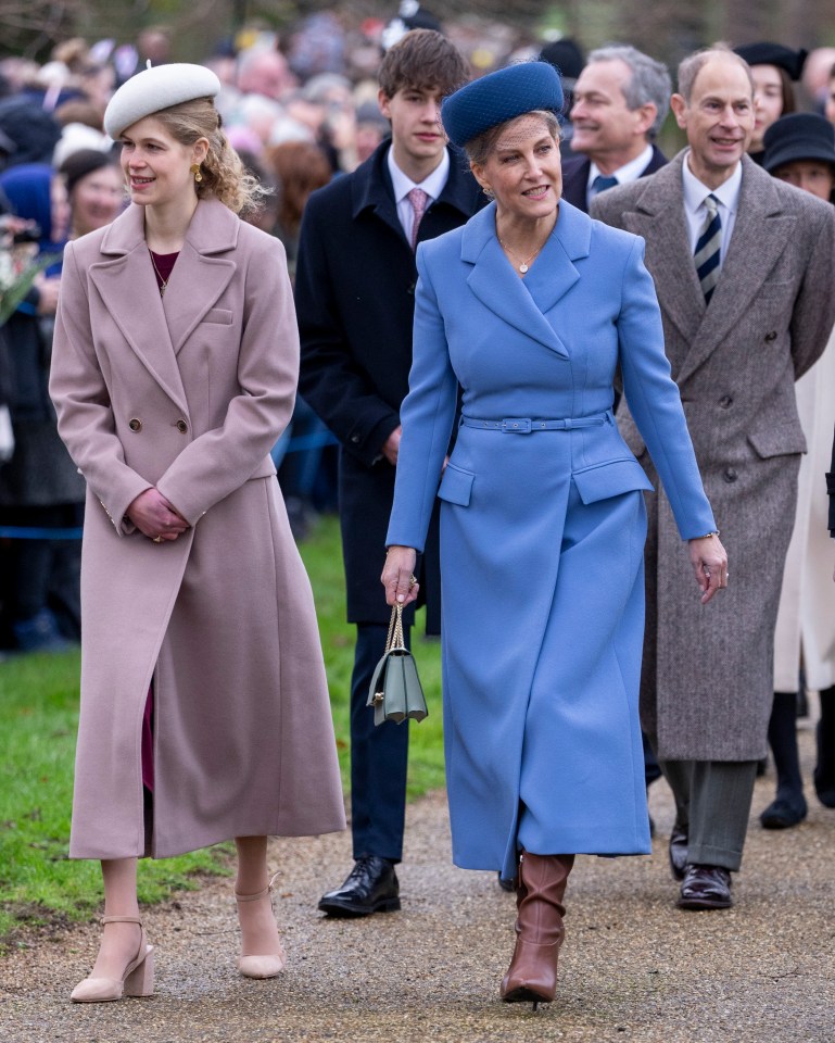 Lady Louise Windsor and Sophie, Duchess of Edinburgh at a Christmas service.