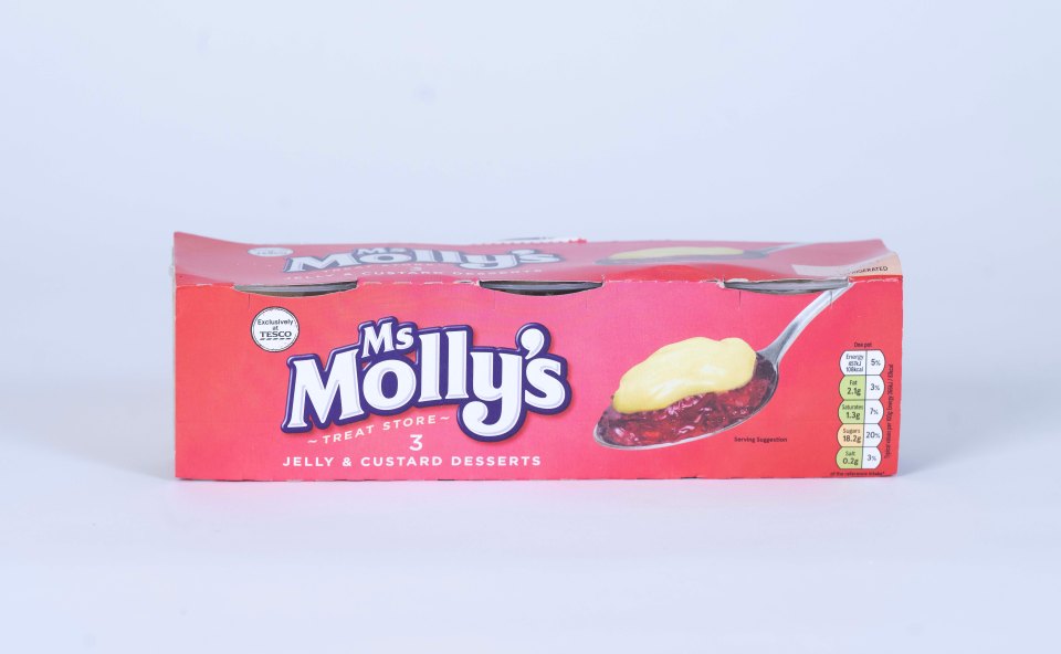 Three-pack of Ms Molly's jelly and custard desserts.