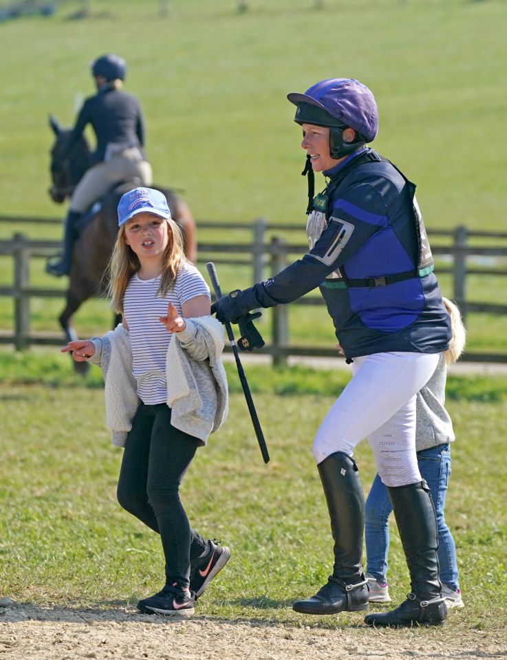 Zara Tindall with her daughters at a horse trials.