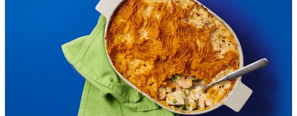 Shepherd's pie with sweet potato topping.