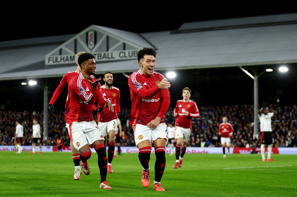 Manchester United players celebrating a goal.