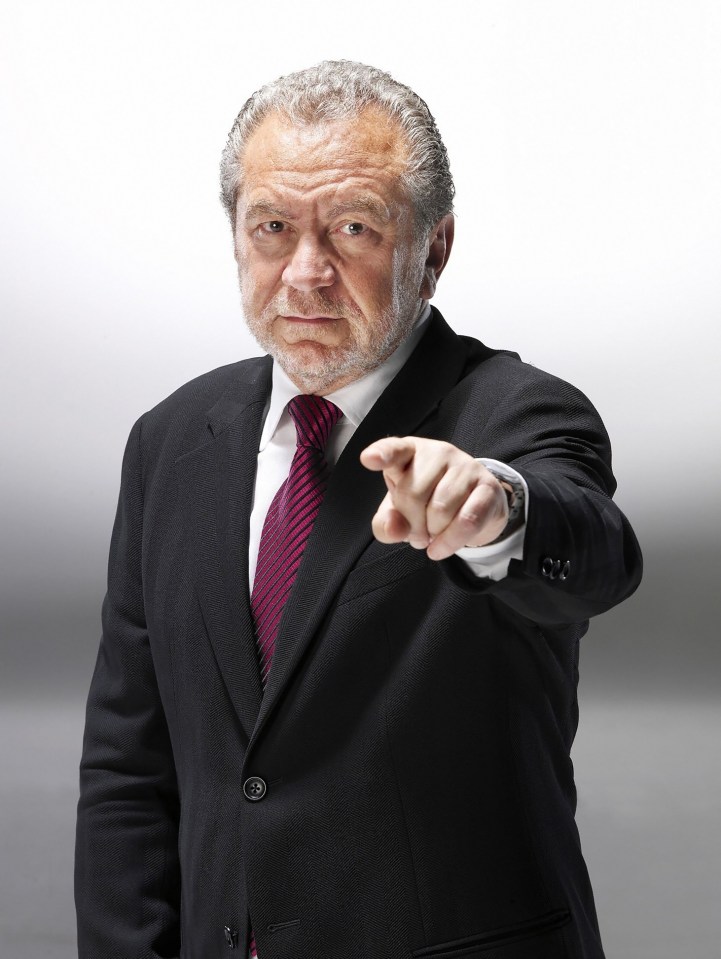 Alan Sugar pointing.