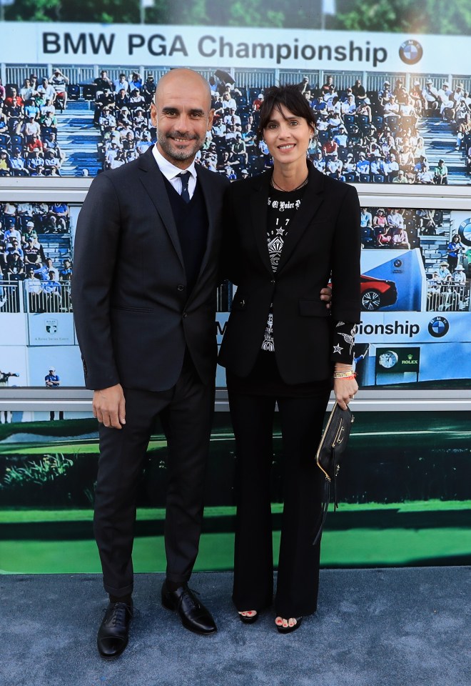 Pep Guardiola and his wife at the BMW PGA Championship.