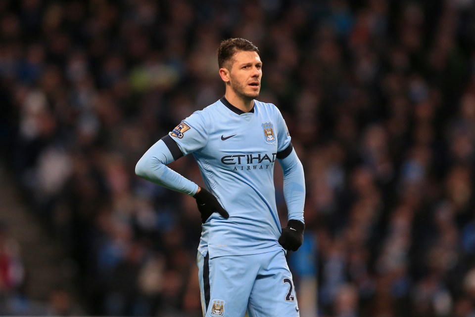 Martin Demichelis of Manchester City looking dejected after a soccer match.