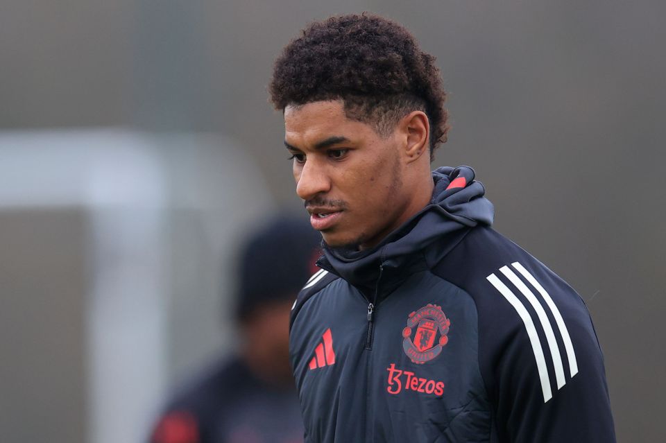 Marcus Rashford of Manchester United at a training session.