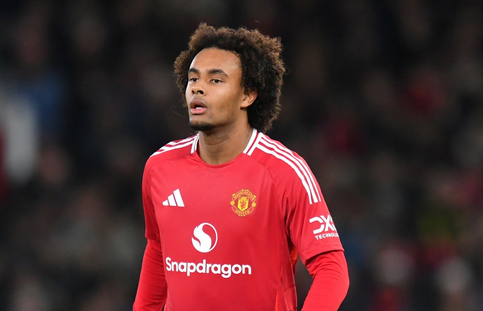 Joshua Zirkzee of Manchester United in a Premier League match.