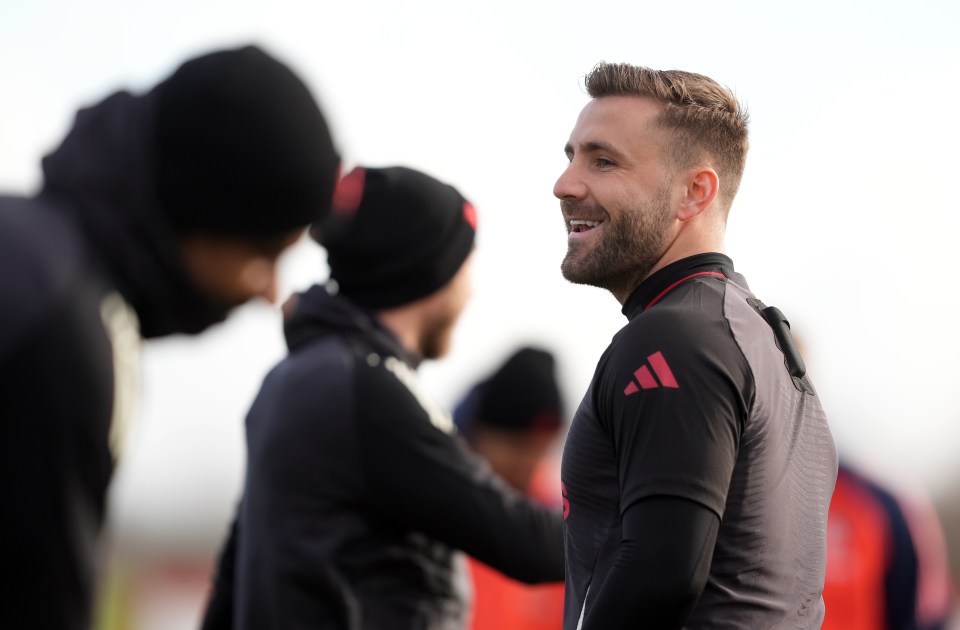 Luke Shaw of Manchester United at a training session.