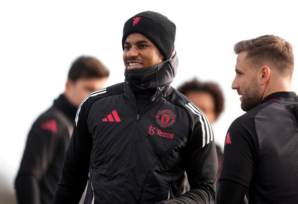 Marcus Rashford at a Manchester United training session.