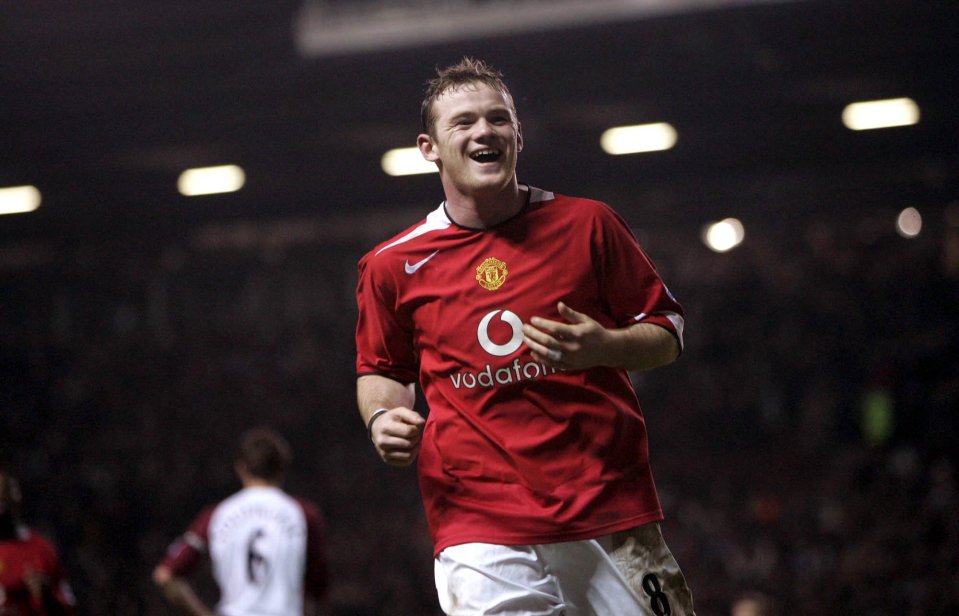 Wayne Rooney celebrating a goal for Manchester United.