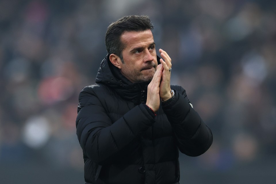 Marco Silva, Fulham manager, acknowledges the fans.