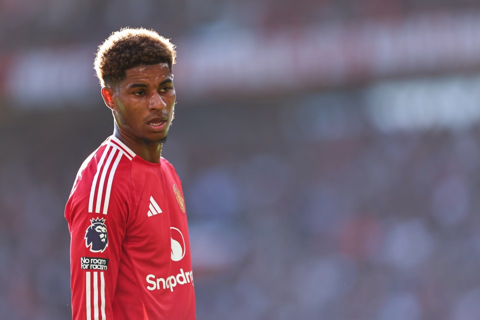 Marcus Rashford of Manchester United in a soccer match.