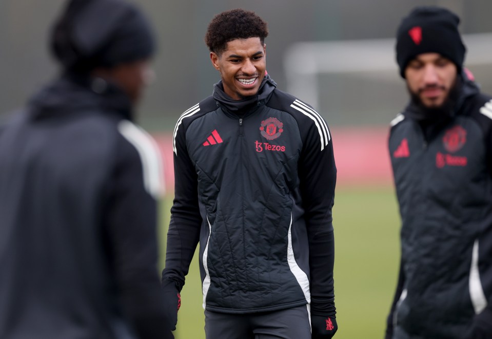 Marcus Rashford of Manchester United at a training session.