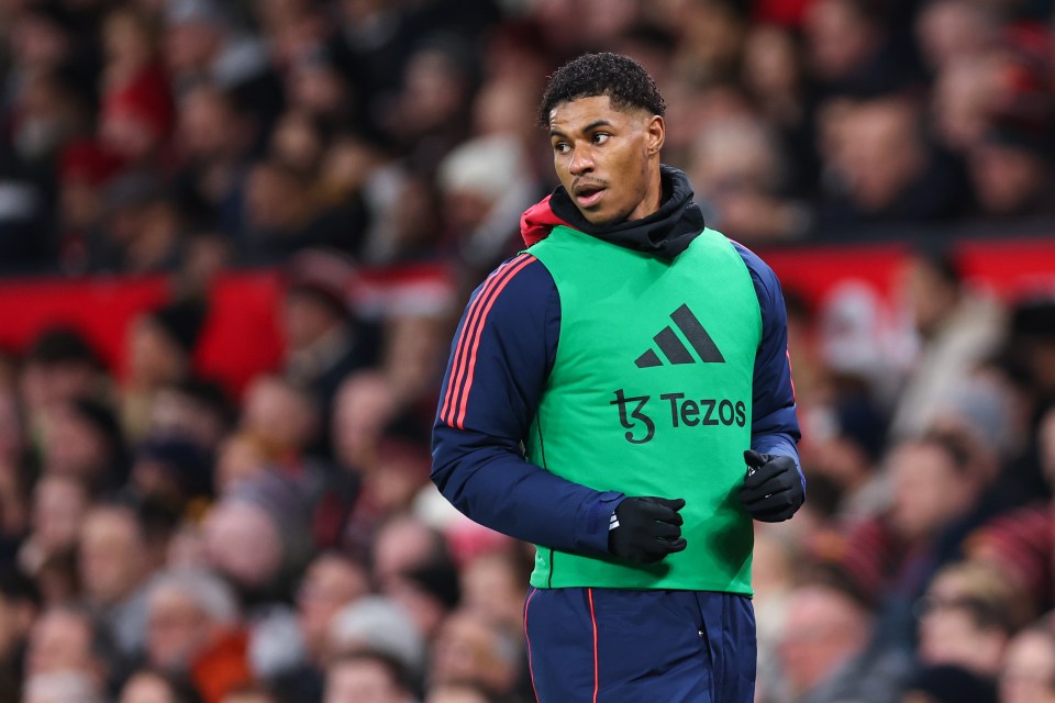 Marcus Rashford of Manchester United warming up.