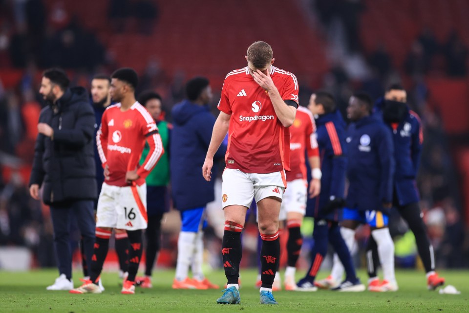 Matthijs de Ligt of Manchester United looking dejected after a match.