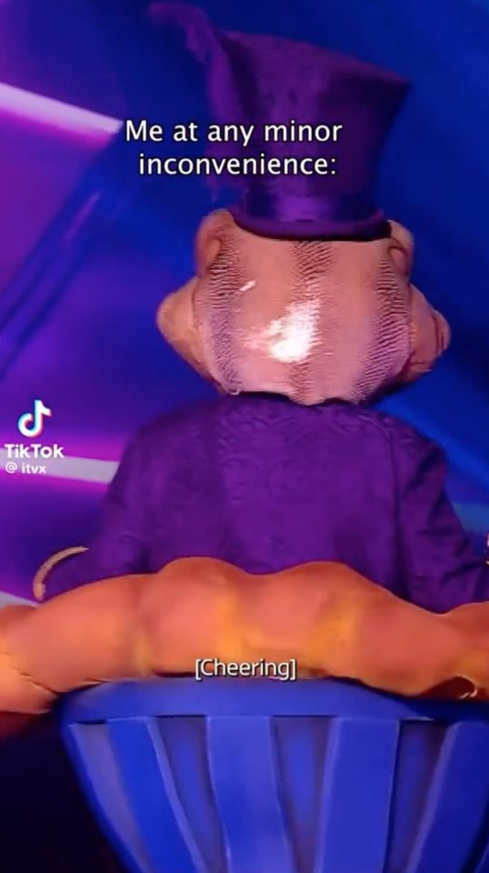 Illustration of a person in a purple top hat reacting to a minor inconvenience.