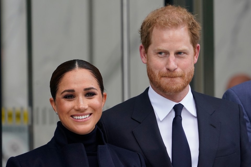 Meghan Markle and Prince Harry posing for photos.