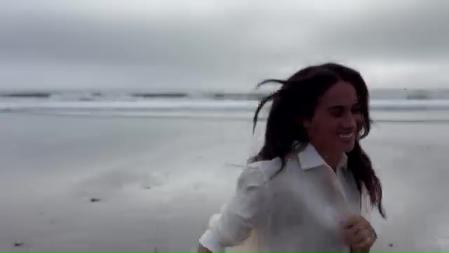 Meghan Markle on a beach, teasing a new project.