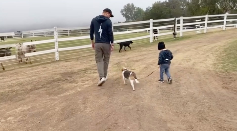 Harry and Archie on a walk with the late dog