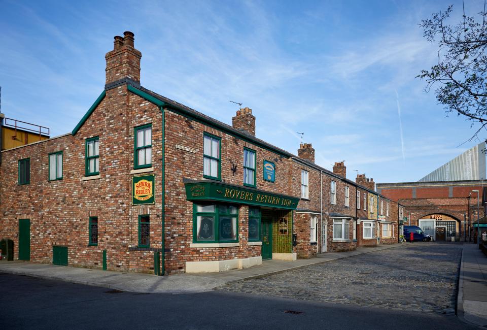 Coronation Street set, featuring the Rovers Return Inn.