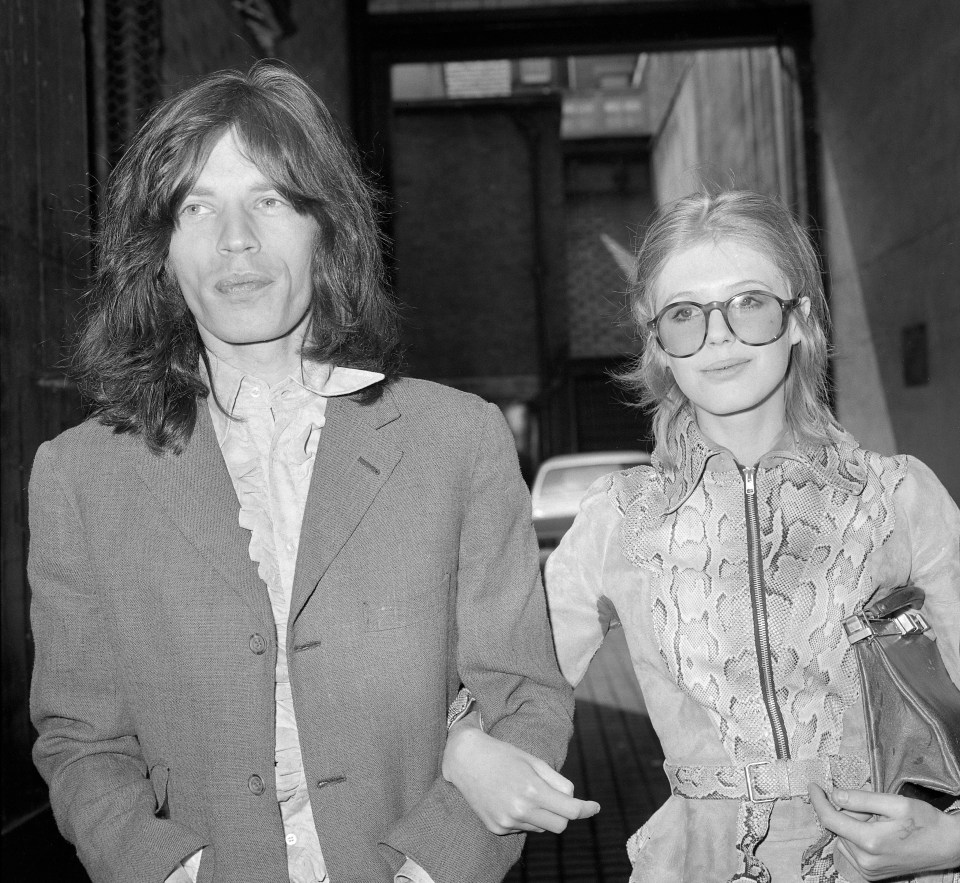 Black and white photo of Mick Jagger and Marianne Faithfull.