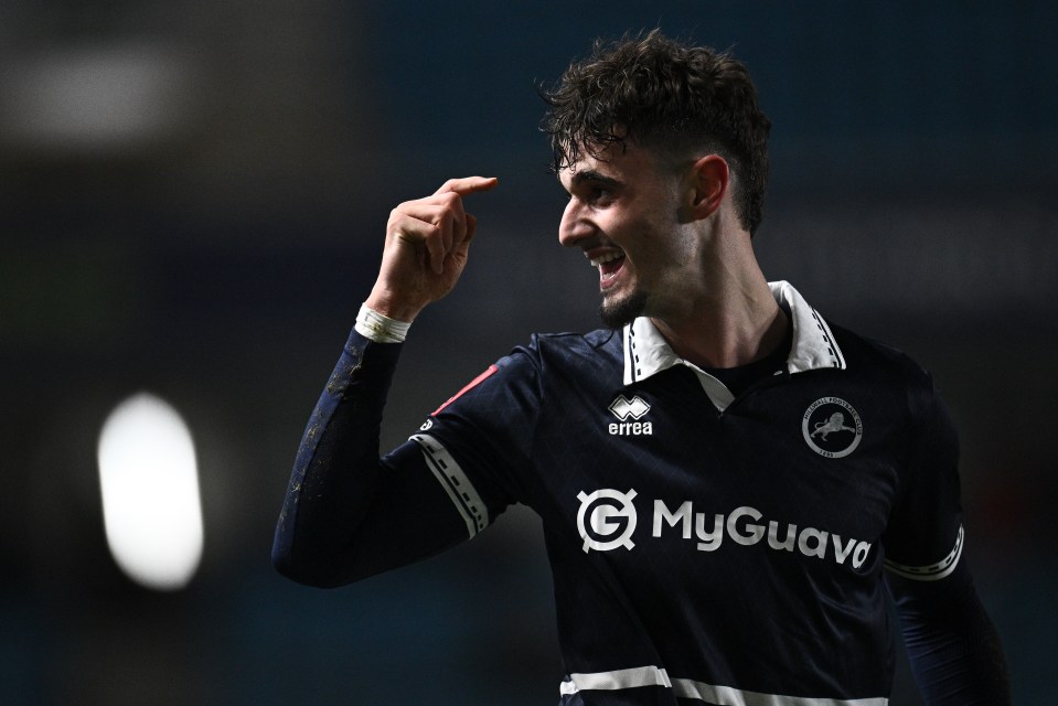 Mihailo Ivanovic of Millwall F.C. celebrating a goal.