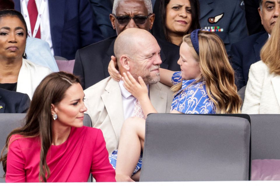 Mike Tindall and his daughter Mia Tindall at the Platinum Pageant.