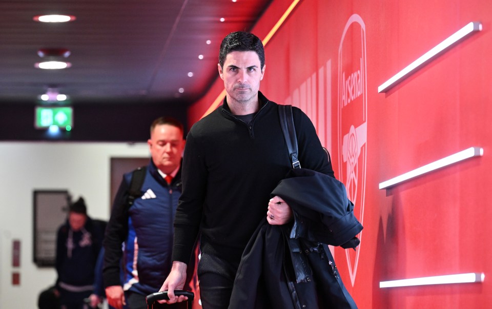 Mikel Arteta, Arsenal manager, arriving at the stadium.