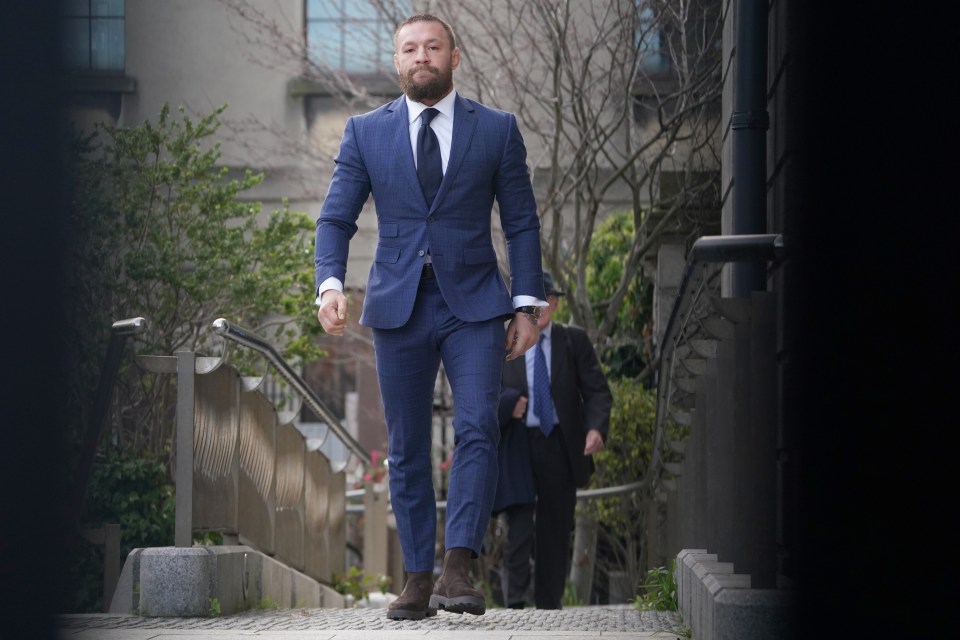 Conor McGregor walking outside the High Court in Dublin.