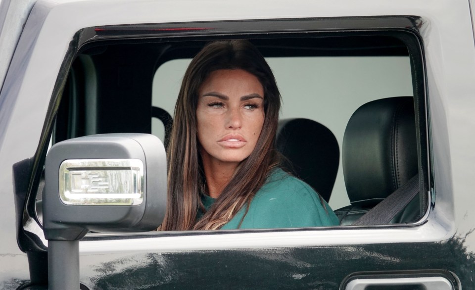 Katie Price in a car.