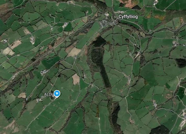 The phantom Aldi was situated a few miles west of Ruthin, near Cyffyliog