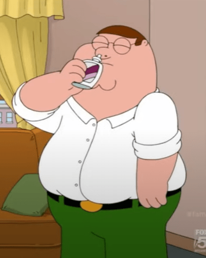 Illustration of Peter Griffin using a nasal spray.