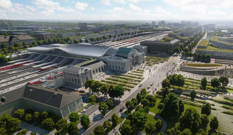 Illustration of Vilnius, Lithuania's new train station.