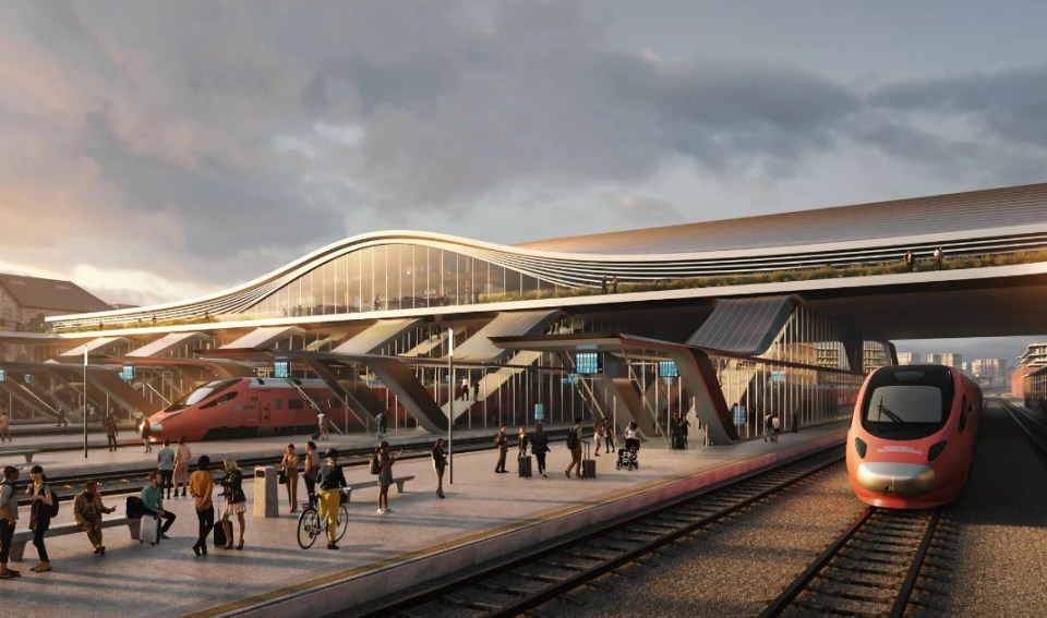 Illustration of Vilnius, Lithuania's new train station.