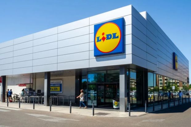 Exterior view of an Lidl supermarket.