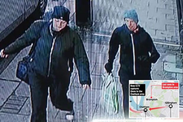 CCTV image of two suspects walking, last seen in Brompton.