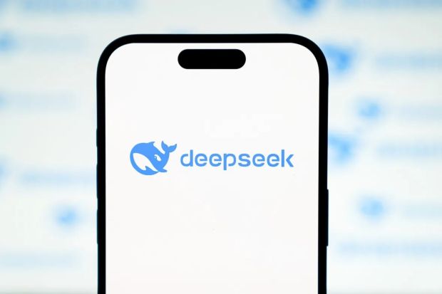 Deepseek logo on a phone screen.