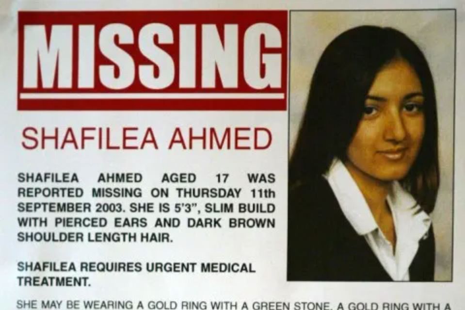 Missing person poster for Shafilea Ahmed, 17.