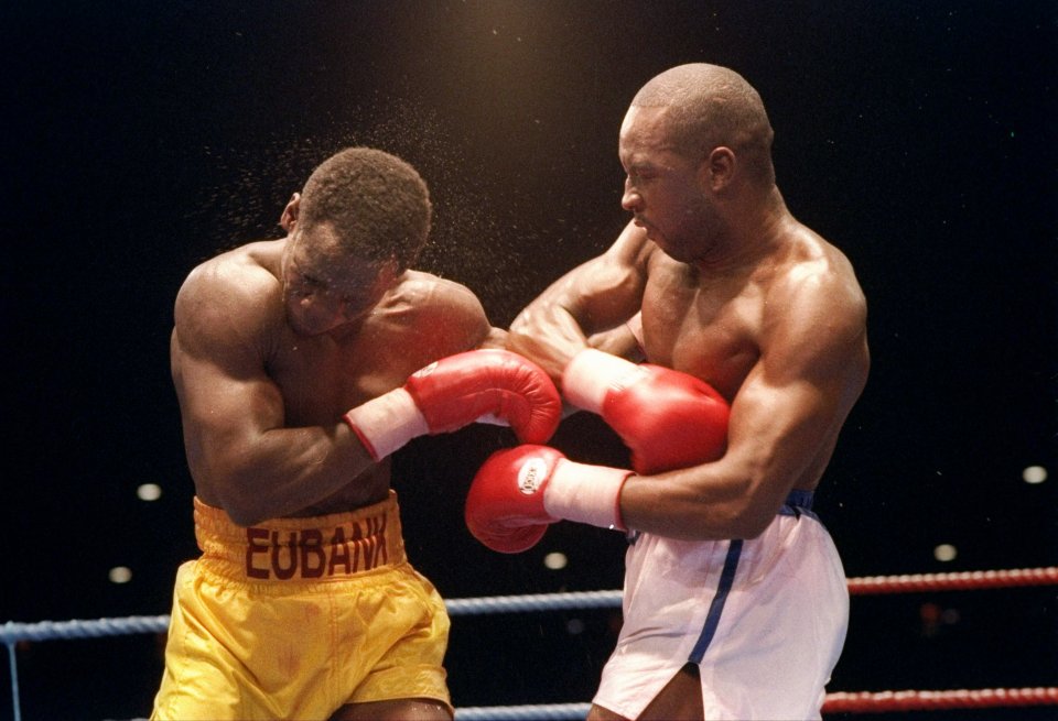 Nigel Benn and Chris Eubank boxing.