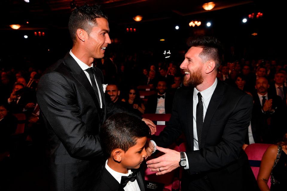 Cristiano Ronaldo and Lionel Messi at the Best FIFA Football Awards.