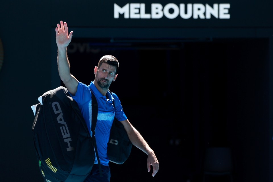 Novak Djokovic acknowledges the crowd at the Australian Open.