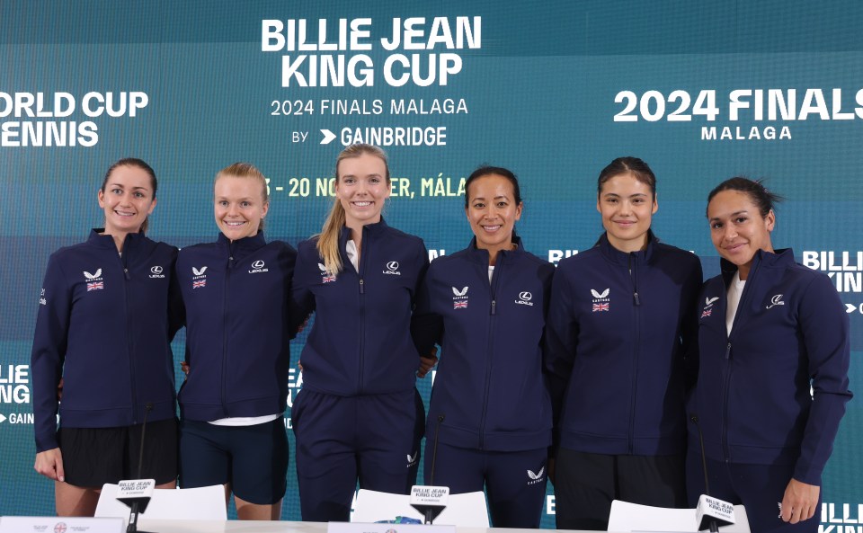 Nicholls, left, was a team-mate of Emma Raducanu and Katie Boulter at the Billie Jean King Cup last year