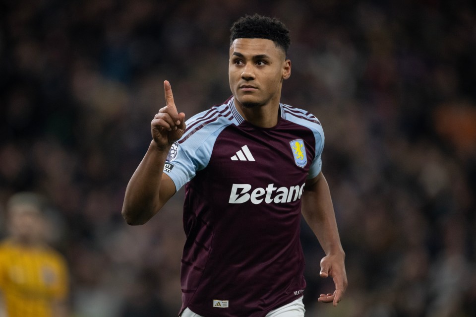 Ollie Watkins of Aston Villa celebrating a goal.