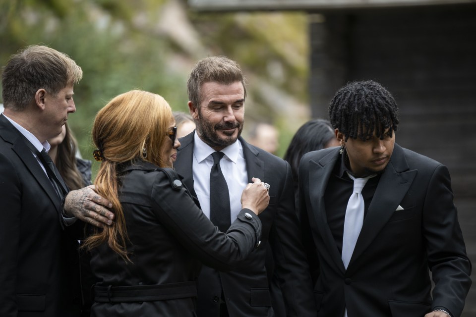 David Beckham with mourners at Sven-Göran Eriksson's funeral.