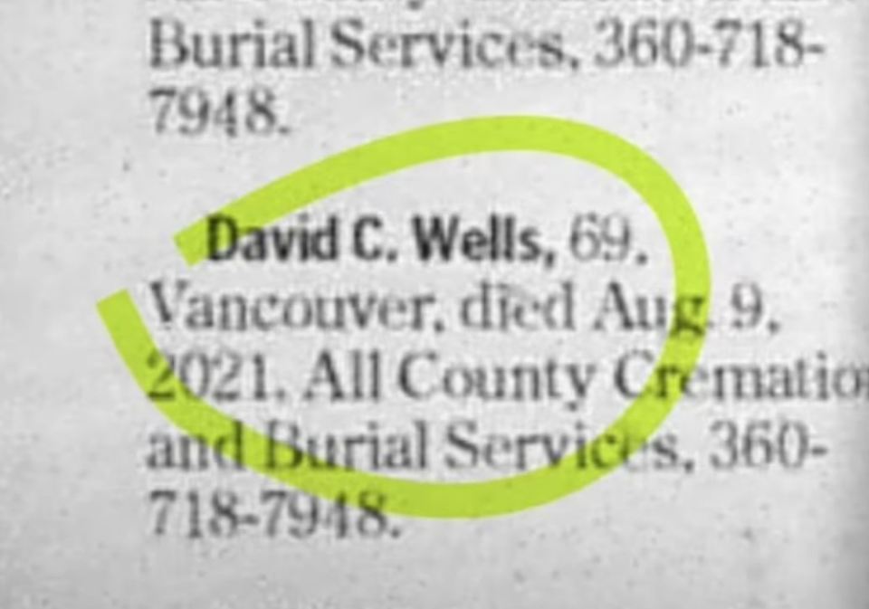 Obituary for David C. Wells, 69, of Vancouver.