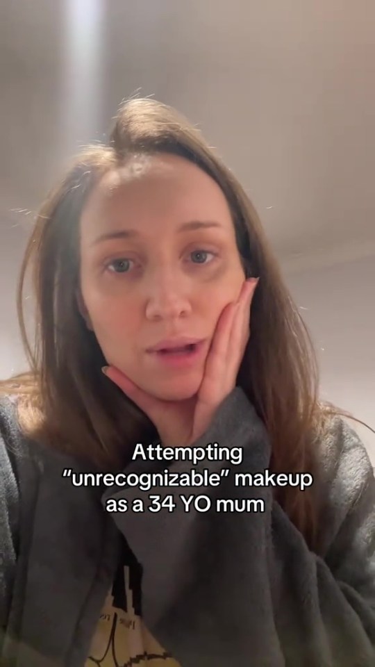 A 34-year-old mother attempting unrecognizable makeup.