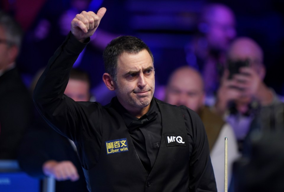 Ronnie O'Sullivan celebrates his MrQ Masters victory.