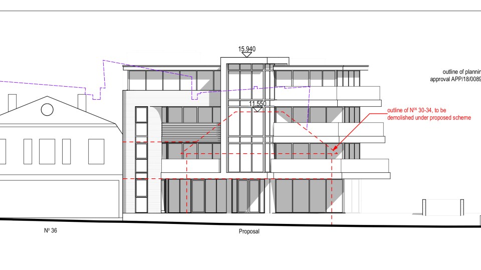 Architectural plans for a proposed development.