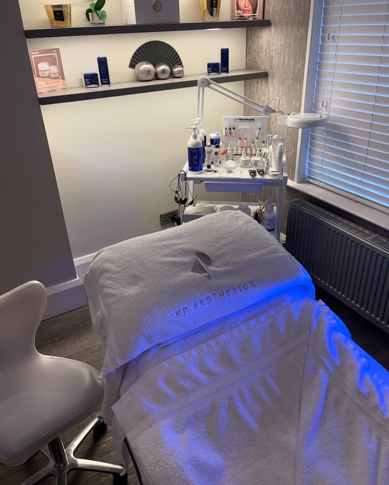 Treatment bed prepared for a skincare session at KP Aesthetics.