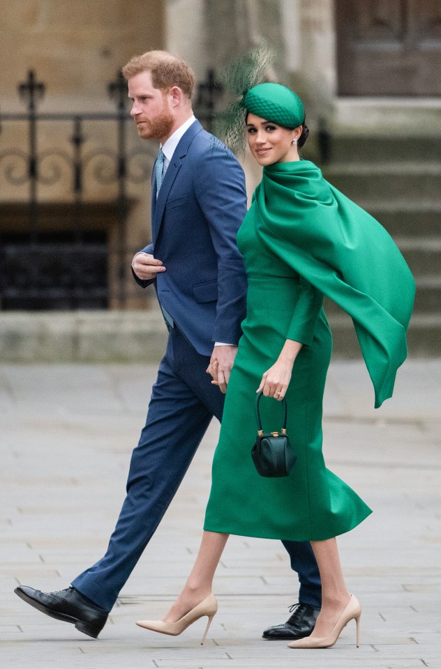 Grim-faced Harry and Meg heading into Commonwealth Day service in London in 2020